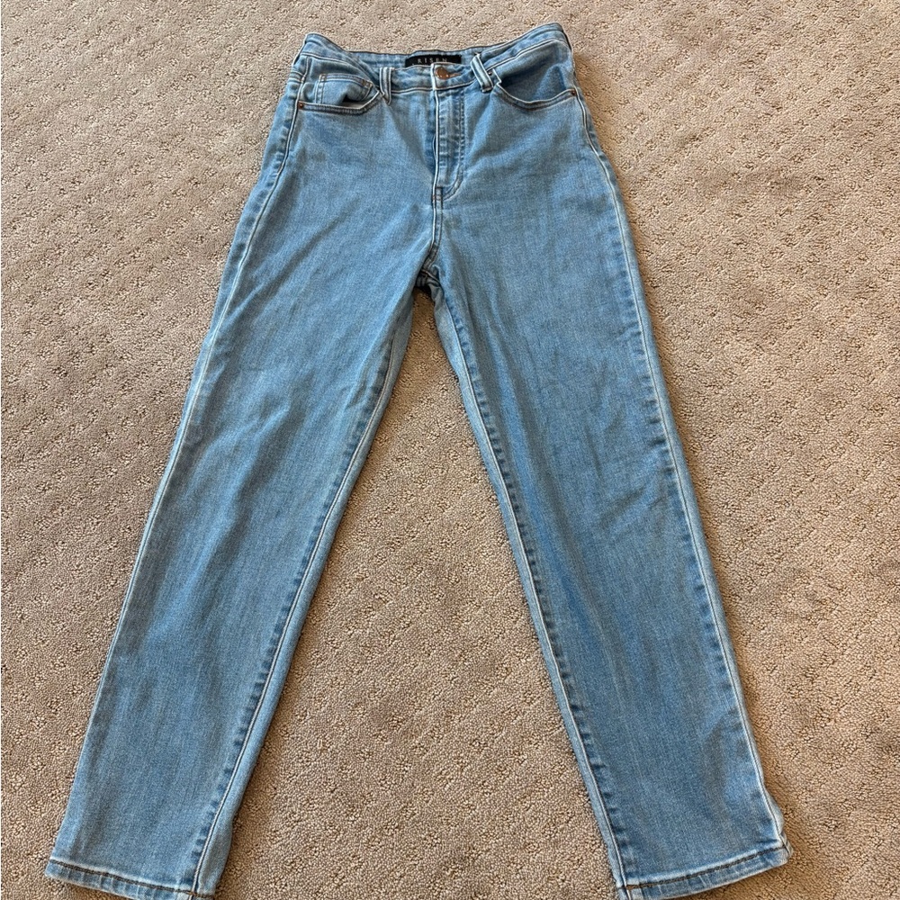 Risen straight leg jeans